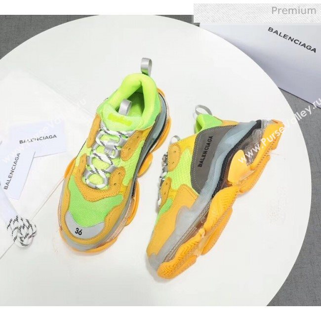 Balenciaga Triple S Clear Outsole Sneakers Yellow/Green/Grey 2019 (HZ-20041704)