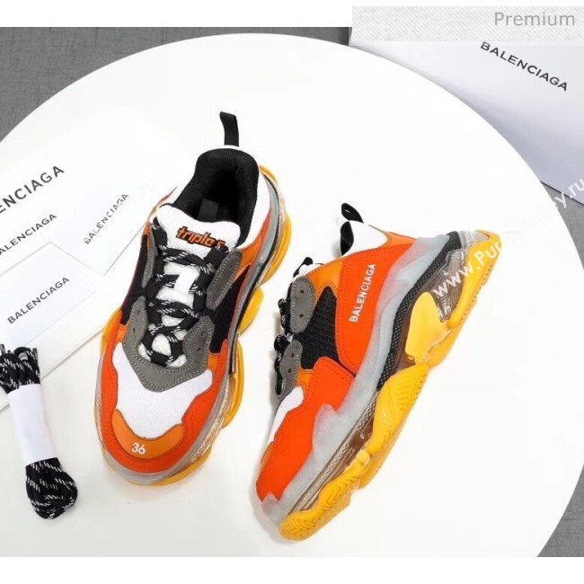 Balenciaga Triple S Clear Outsole Sneakers Orange/Black/Grey 2019 (HZ-20041705)
