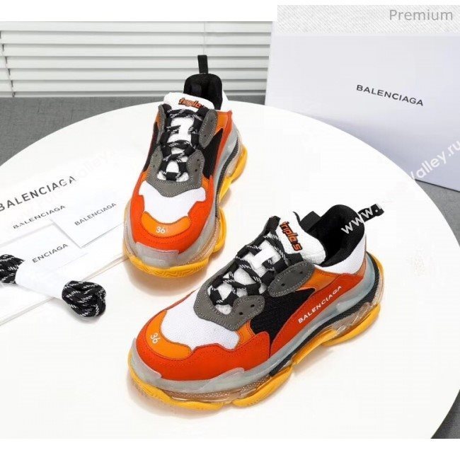 Balenciaga Triple S Clear Outsole Sneakers Orange/Black/Grey 2019 (HZ-20041705)