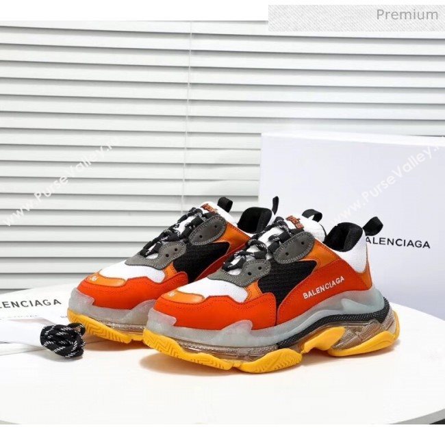 Balenciaga Triple S Clear Outsole Sneakers Orange/Black/Grey 2019 (HZ-20041705)