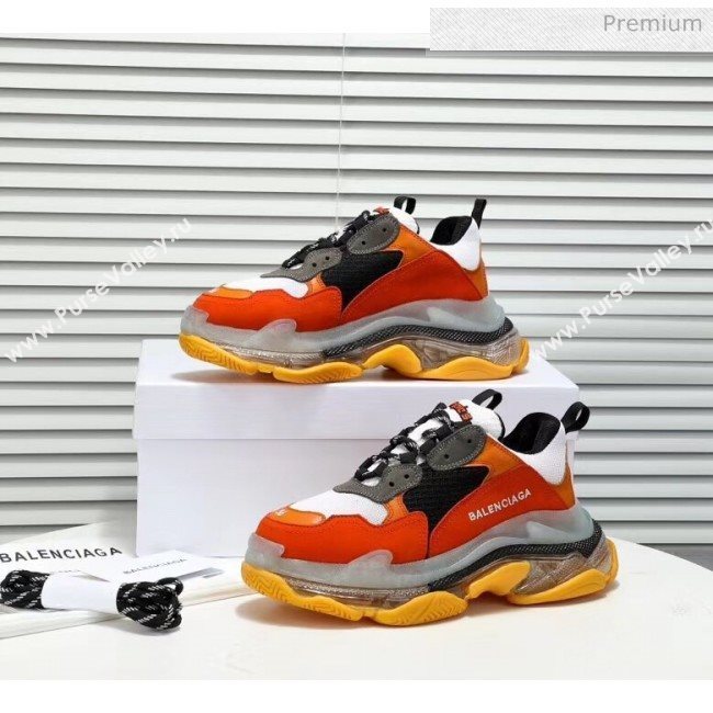 Balenciaga Triple S Clear Outsole Sneakers Orange/Black/Grey 2019 (HZ-20041705)