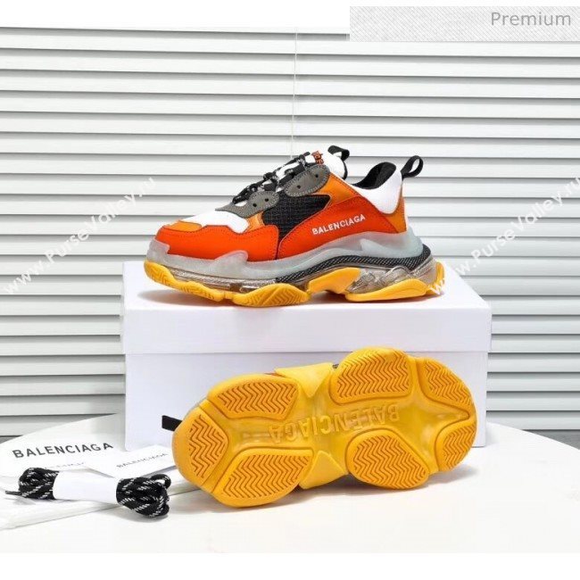 Balenciaga Triple S Clear Outsole Sneakers Orange/Black/Grey 2019 (HZ-20041705)