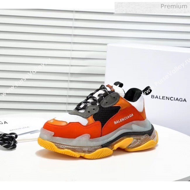 Balenciaga Triple S Clear Outsole Sneakers Orange/Black/Grey 2019 (HZ-20041705)