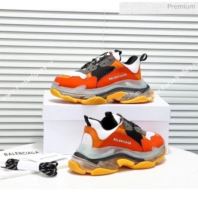 Balenciaga Triple S Clear Outsole Sneakers Orange/Black/Grey 2019 (HZ-20041705)