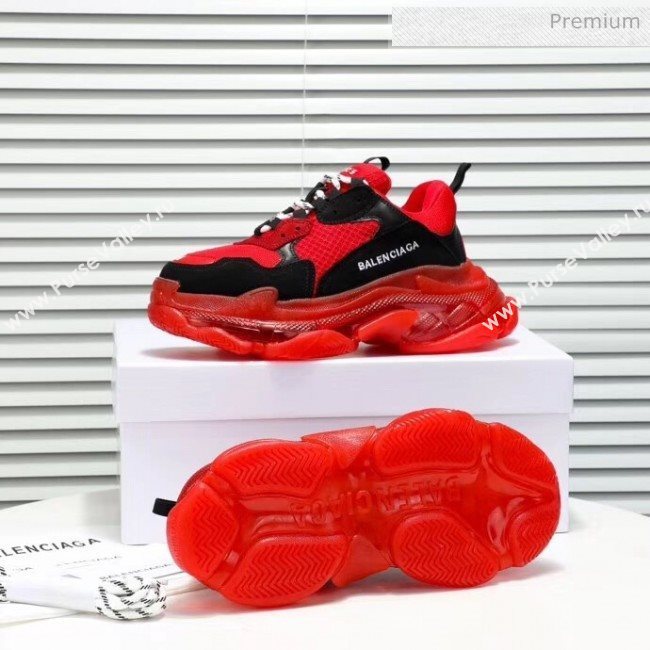 Balenciaga Triple S Clear Outsole Sneakers Red/Black 2019 (HZ-20041706)