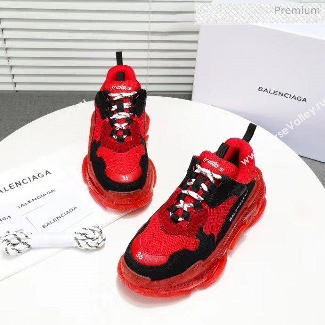 Balenciaga Triple S Clear Outsole Sneakers Red/Black 2019 (HZ-20041706)
