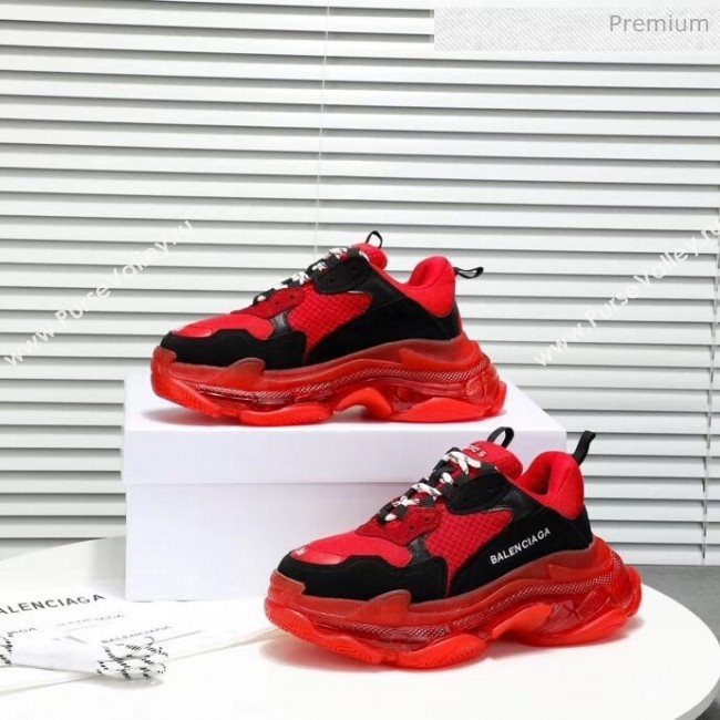 Balenciaga Triple S Clear Outsole Sneakers Red/Black 2019 (HZ-20041706)