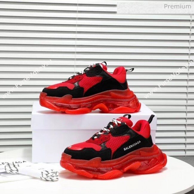 Balenciaga Triple S Clear Outsole Sneakers Red/Black 2019 (HZ-20041706)