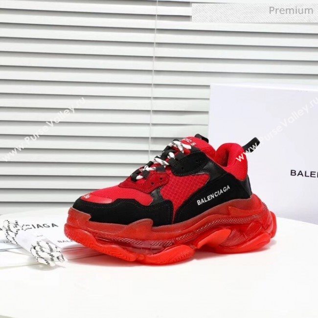 Balenciaga Triple S Clear Outsole Sneakers Red/Black 2019 (HZ-20041706)
