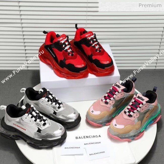 Balenciaga Triple S Clear Outsole Sneakers Red/Black 2019 (HZ-20041706)