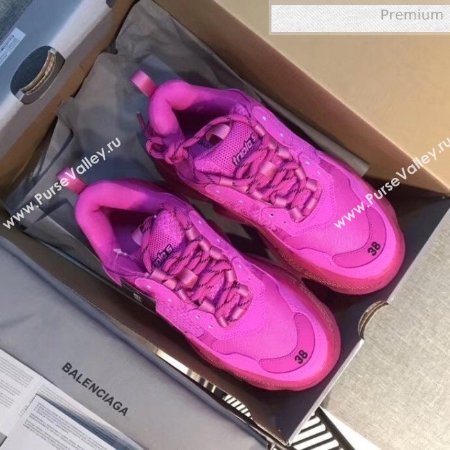 Balenciaga Triple S Clear Outsole Sneakers Rosy 2019 (XZG-20041701)