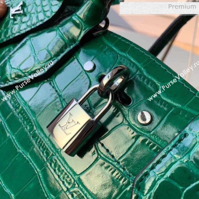 Louis Vuitton City Steamer PM Top Handle Bag in Glossy Crocodile Leather Green N92853 (K-20041846)