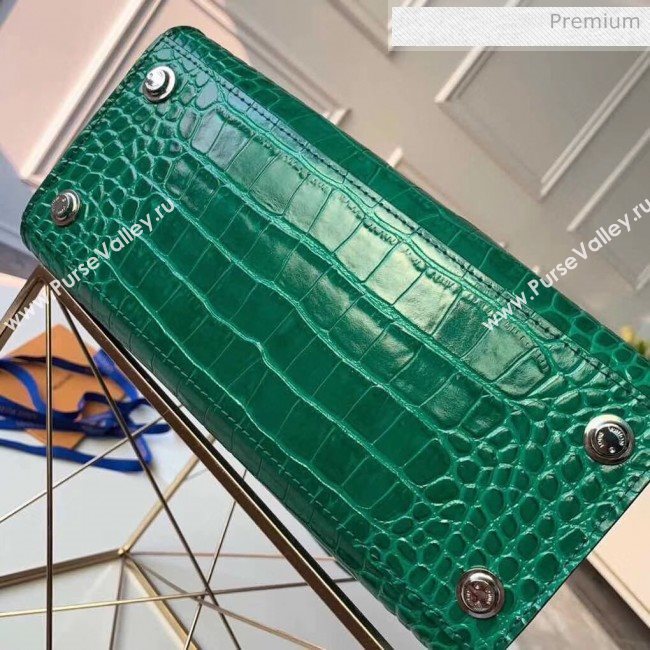 Louis Vuitton City Steamer PM Top Handle Bag in Glossy Crocodile Leather Green N92853 (K-20041846)