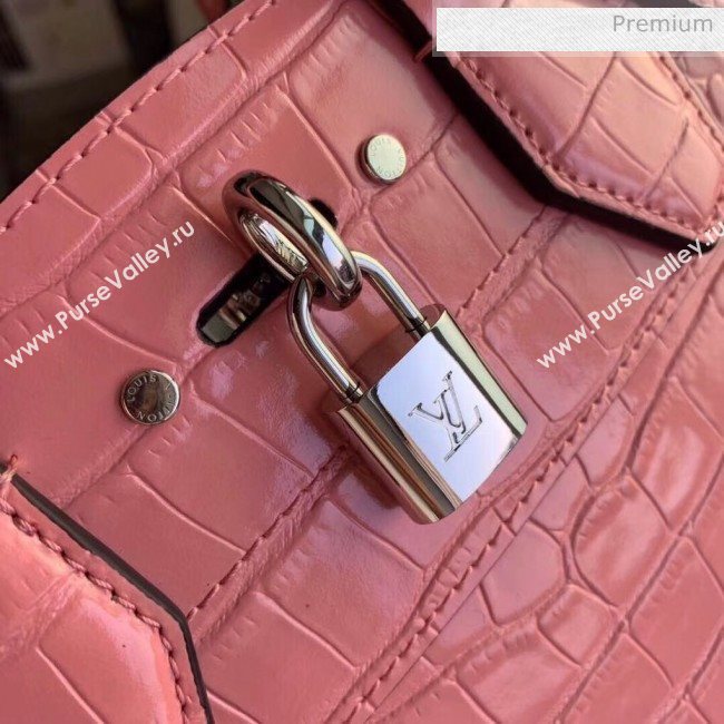 Louis Vuitton City Steamer PM Top Handle Bag in Glossy Crocodile Leather Pink N94263 (K-20041845)