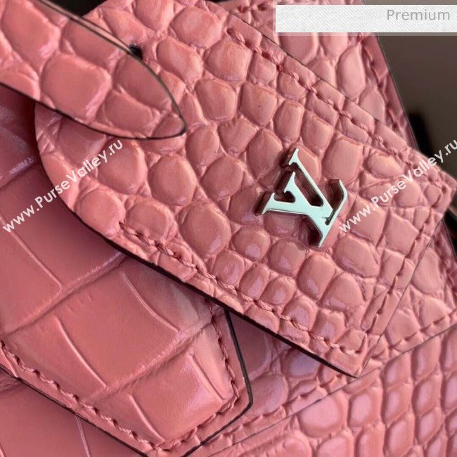 Louis Vuitton City Steamer PM Top Handle Bag in Glossy Crocodile Leather Pink N94263 (K-20041845)