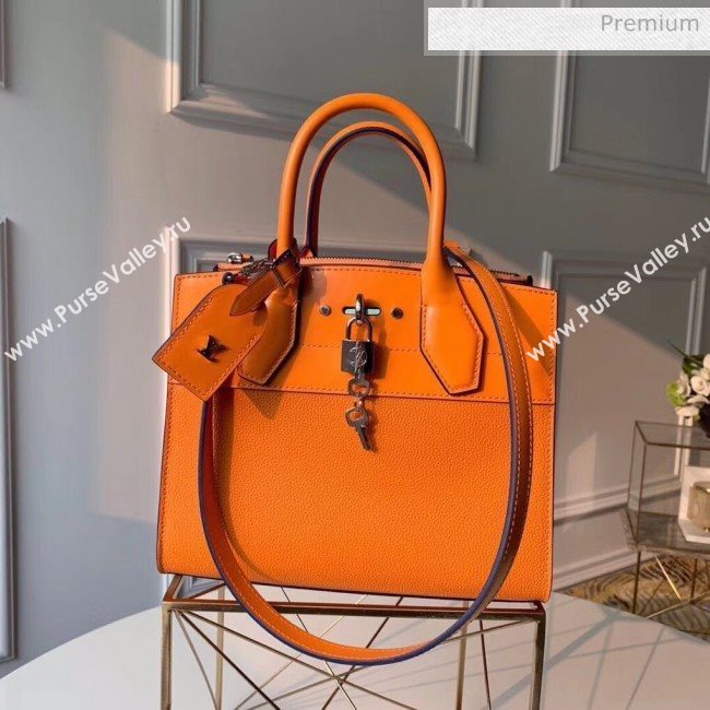 Louis Vuitton City Steamer PM Bag In Smooth &amp; Grainy Calfskin M55348 Orange (K-20041836)