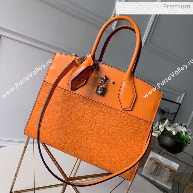 Louis Vuitton City Steamer MM Bag In Smooth &amp; Grainy Calfskin M55348 Orange (K-20041835)