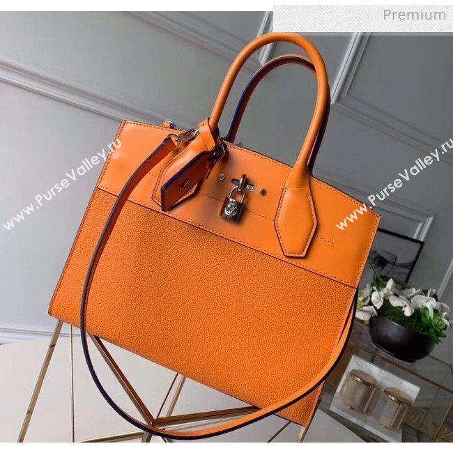 Louis Vuitton City Steamer MM Bag In Smooth &amp; Grainy Calfskin M55348 Orange (K-20041835)