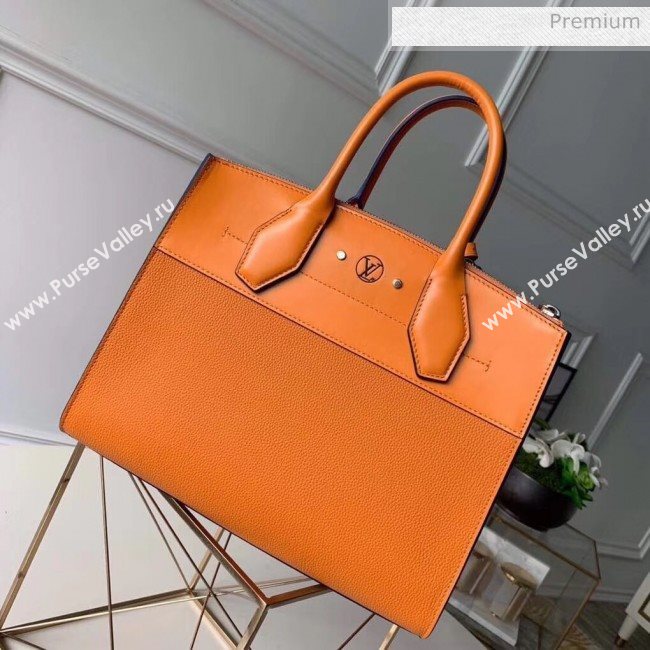 Louis Vuitton City Steamer MM Bag In Smooth &amp; Grainy Calfskin M55348 Orange (K-20041835)