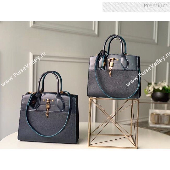 Louis Vuitton City Steamer MM Bag In Smooth &amp; Grainy Calfskin M55347 Deep Blue (K-20041837)