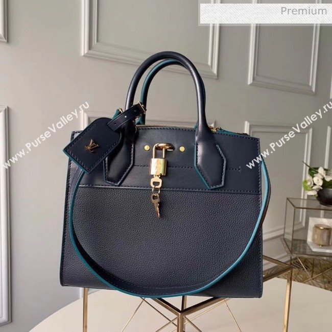 Louis Vuitton City Steamer PM Bag In Smooth &amp; Grainy Calfskin M55347 Deep Blue (K-20041838)