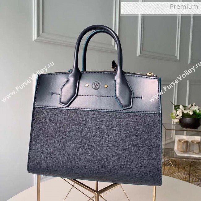 Louis Vuitton City Steamer MM Bag In Smooth &amp; Grainy Calfskin M55347 Deep Blue (K-20041837)