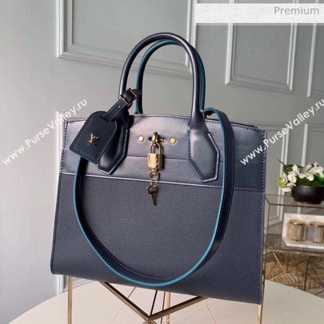 Louis Vuitton City Steamer MM Bag In Smooth &amp; Grainy Calfskin M55347 Deep Blue (K-20041837)