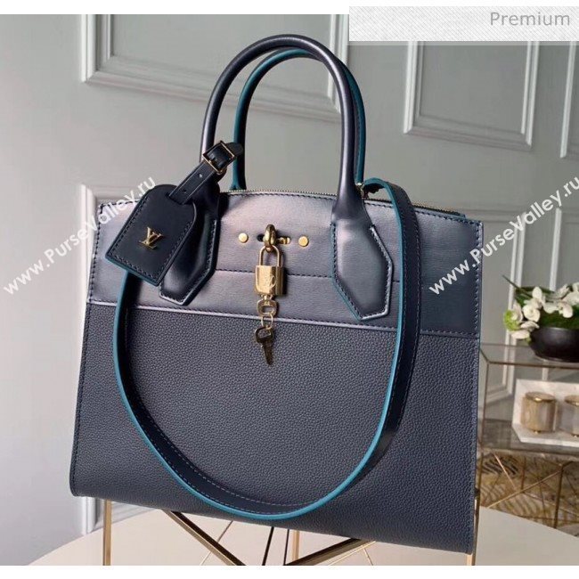 Louis Vuitton City Steamer MM Bag In Smooth &amp; Grainy Calfskin M55347 Deep Blue (K-20041837)