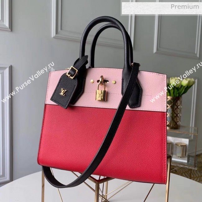 Louis Vuitton City Steamer PM Bag In Grainy Calfskin M53321 Red/Pink/Black  (K-20041841)