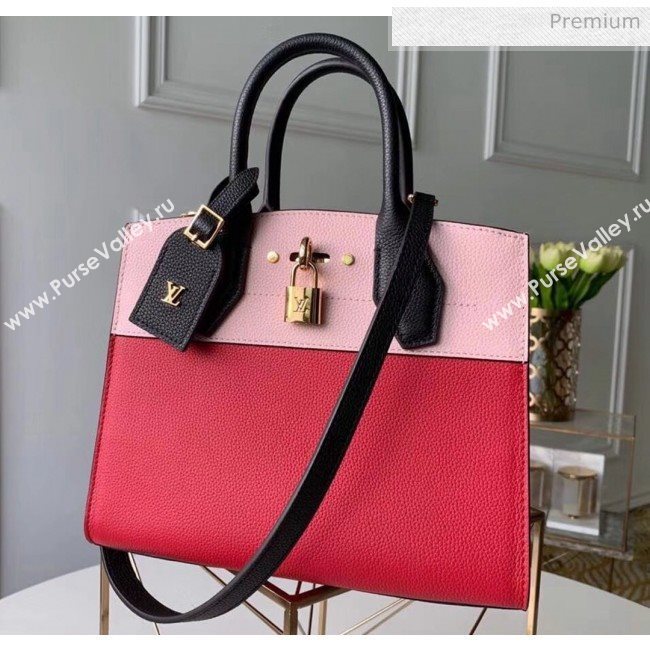 Louis Vuitton City Steamer PM Bag In Grainy Calfskin M53321 Red/Pink/Black  (K-20041841)