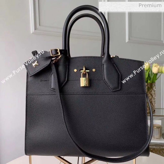 Louis Vuitton City Steamer MM Bag In Grainy Calfskin M51897 Black/Gold (K-20041840)