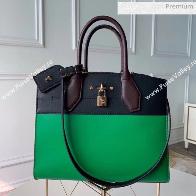 Louis Vuitton City Steamer MM Bag In Smooth Calfskin M42188 Green/Black (K-20041435)