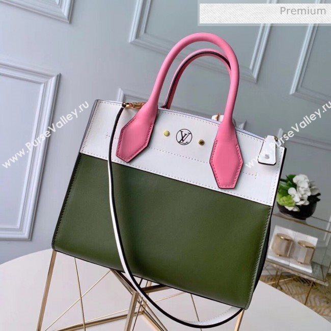 Louis Vuitton City Steamer PM Bag In Smooth Calfskin M42188 Army Green/White/Pink (K-20041833)