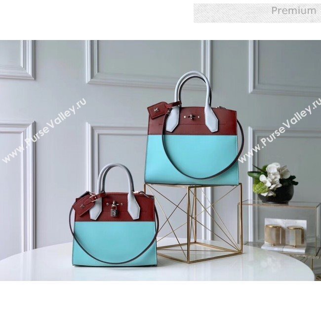 Louis Vuitton City Steamer PM Bag In Smooth Calfskin M42188 Blue/Burgundy (K-20041831)