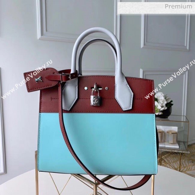 Louis Vuitton City Steamer PM Bag In Smooth Calfskin M42188 Blue/Burgundy (K-20041831)