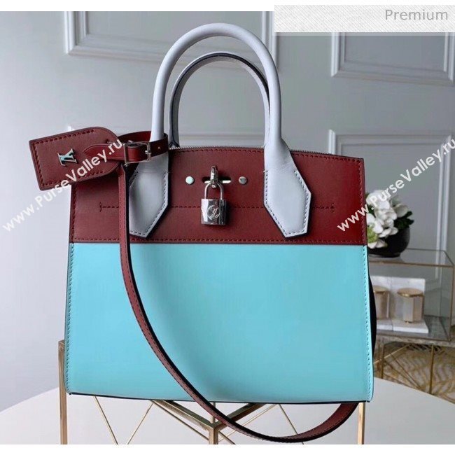 Louis Vuitton City Steamer PM Bag In Smooth Calfskin M42188 Blue/Burgundy (K-20041831)