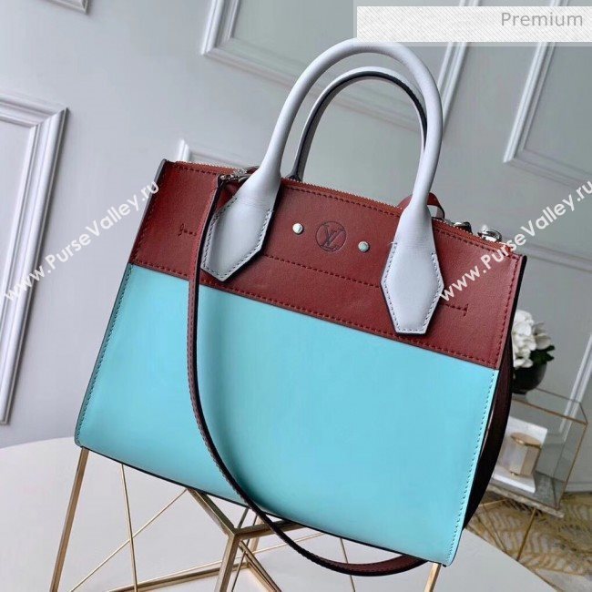 Louis Vuitton City Steamer PM Bag In Smooth Calfskin M42188 Blue/Burgundy (K-20041831)