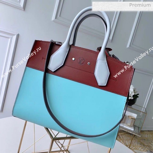 Louis Vuitton City Steamer MM Bag In Smooth Calfskin M42188 Blue/Burgundy (K-200418230)