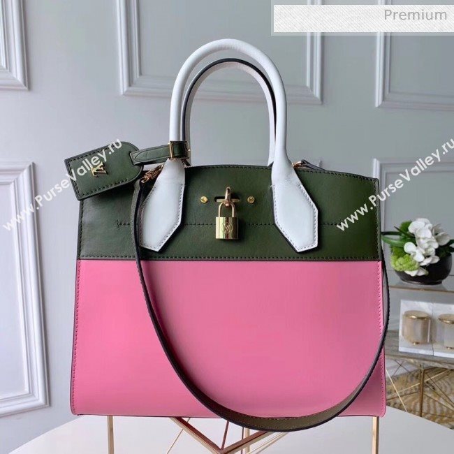 Louis Vuitton City Steamer MM Bag In Smooth Calfskin M42188 Pink/Green (K-20041828)