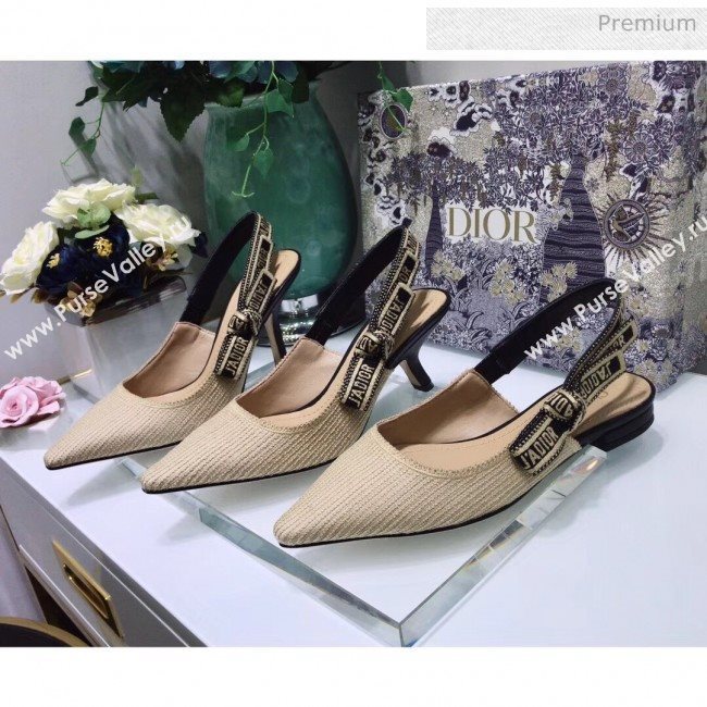 Dior JAdior Technical Fabric Slingback Pump With 9.5cm Heel Beige 2020 (JC-20041827)