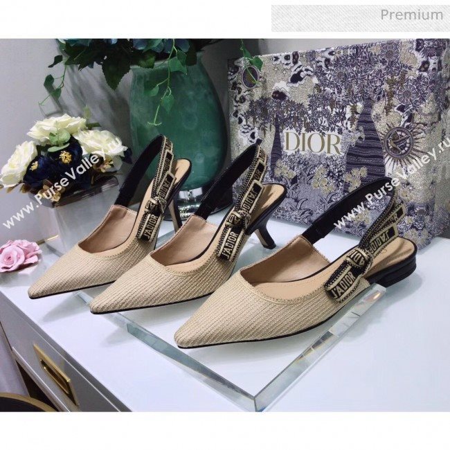Dior JAdior Technical Fabric Slingback Pump With 6.5cm Heel Beige 2020 (JC-20041825)