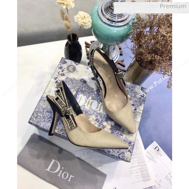 Dior JAdior Technical Fabric Slingback Pump With 9.5cm Heel Beige 2020 (JC-20041827)