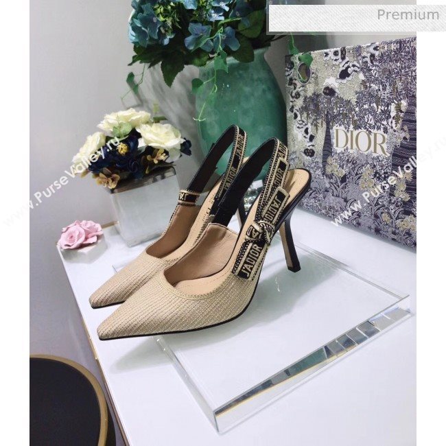 Dior JAdior Technical Fabric Slingback Pump With 9.5cm Heel Beige 2020 (JC-20041827)