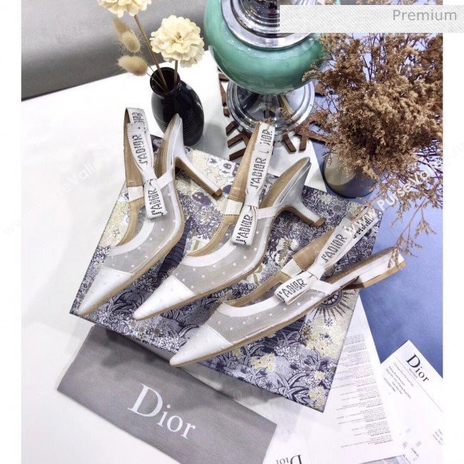 Dior JAdior Slingback Plumetis Pump With 9.5cm Heel White 2020 (JC-20041823)
