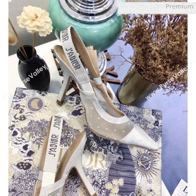 Dior JAdior Slingback Plumetis Pump With 9.5cm Heel White 2020 (JC-20041823)
