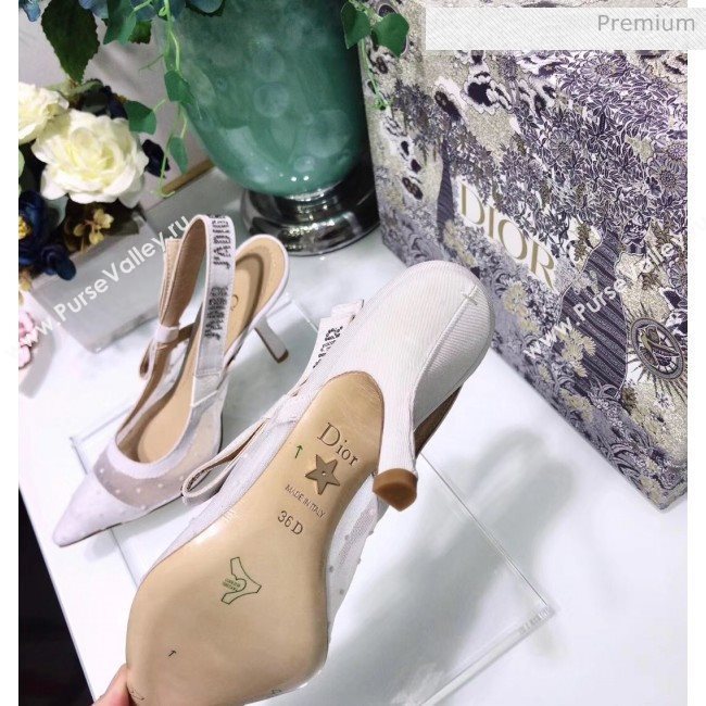 Dior JAdior Slingback Plumetis Pump With 9.5cm Heel White 2020 (JC-20041823)