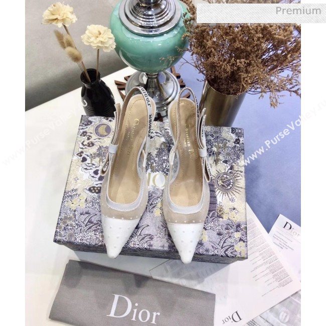 Dior JAdior Slingback Plumetis Pump With 6.5cm Heel White 2020 (JC-20041822)