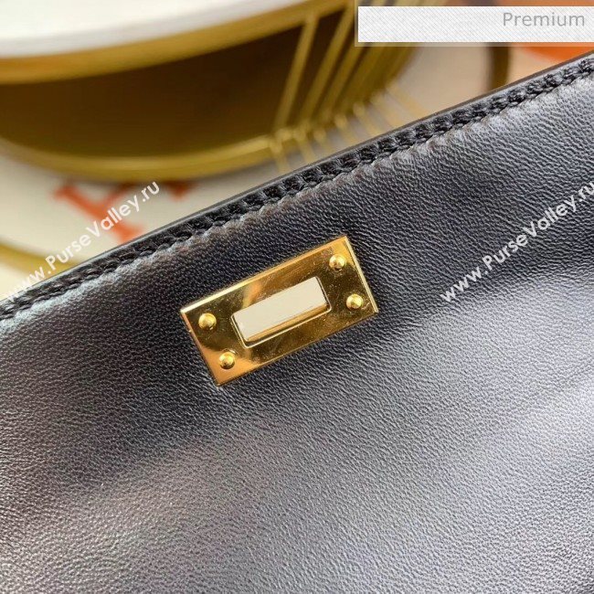 Hermes Mini Kelly II Handbag in Original Epsom Leather Black (Half Handmade) (M-20042117)