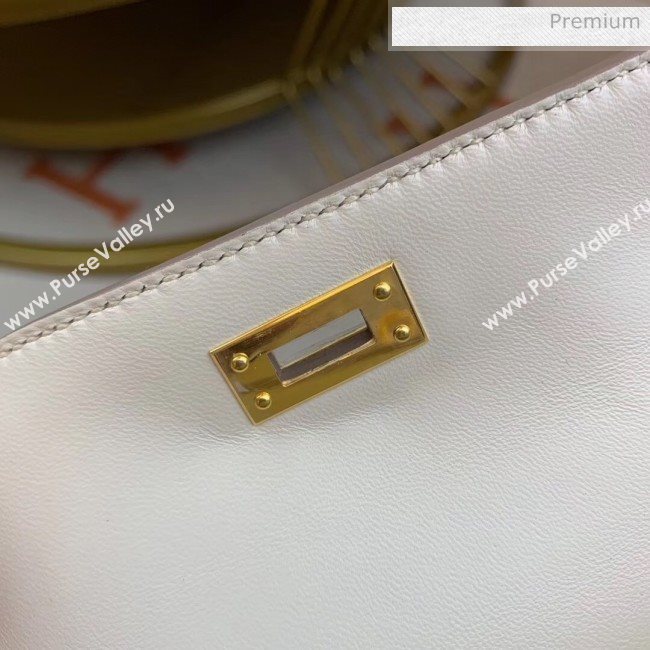 Hermes Mini Kelly II Handbag in Original Epsom Leather White/Gold Hardware (Half Handmade) (M-20042118)