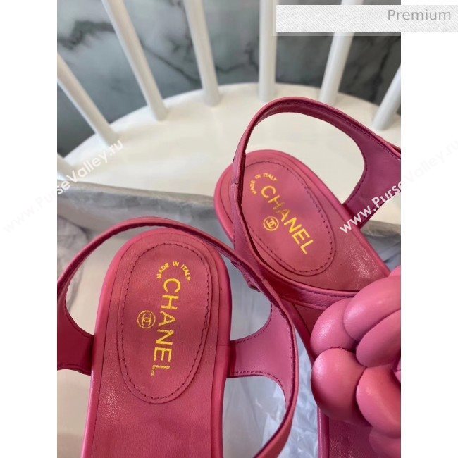 Chanel Lambskin Classic Camellia Thong Sandals Pink 2020 (NH-20042301)